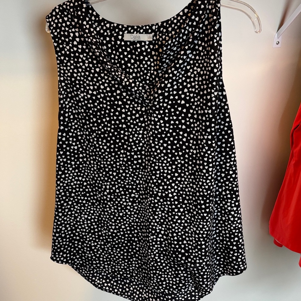Dalia Black and White Heart Print Blouse